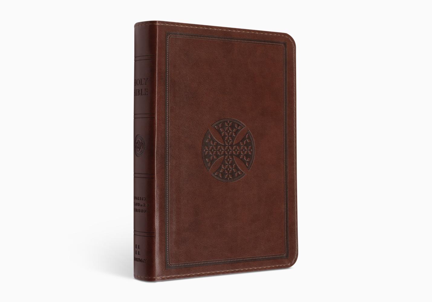 ESV Large Print Compact Bible - TruTone, Brown, Mosaic Cross Design